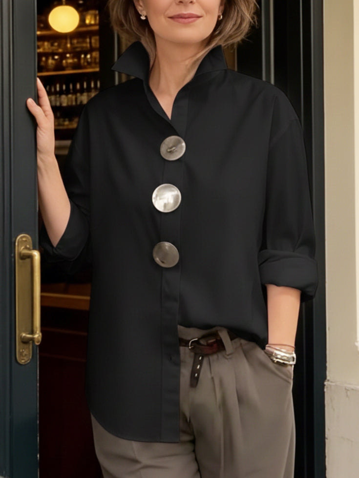 P|H - Elegant Large-Button Blouse Sophie
