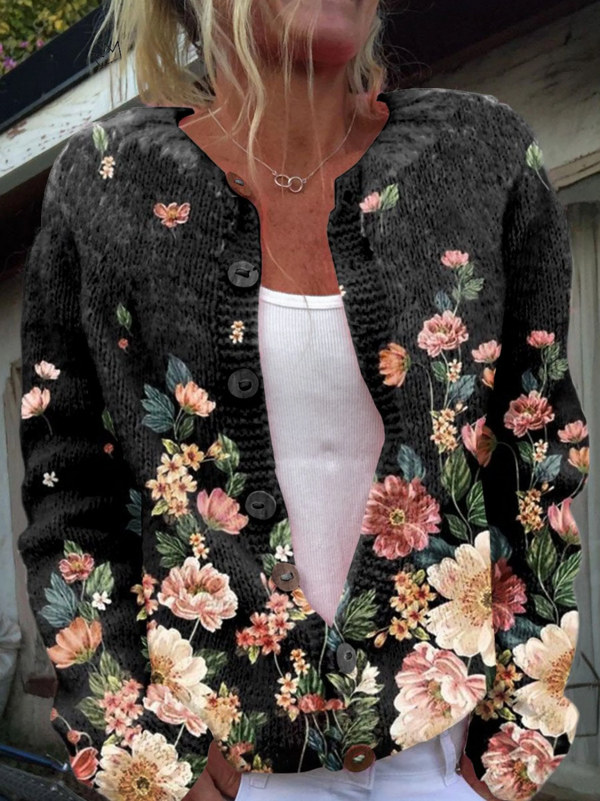 P|H - Midnight Floral Knit Cardigan Pamela