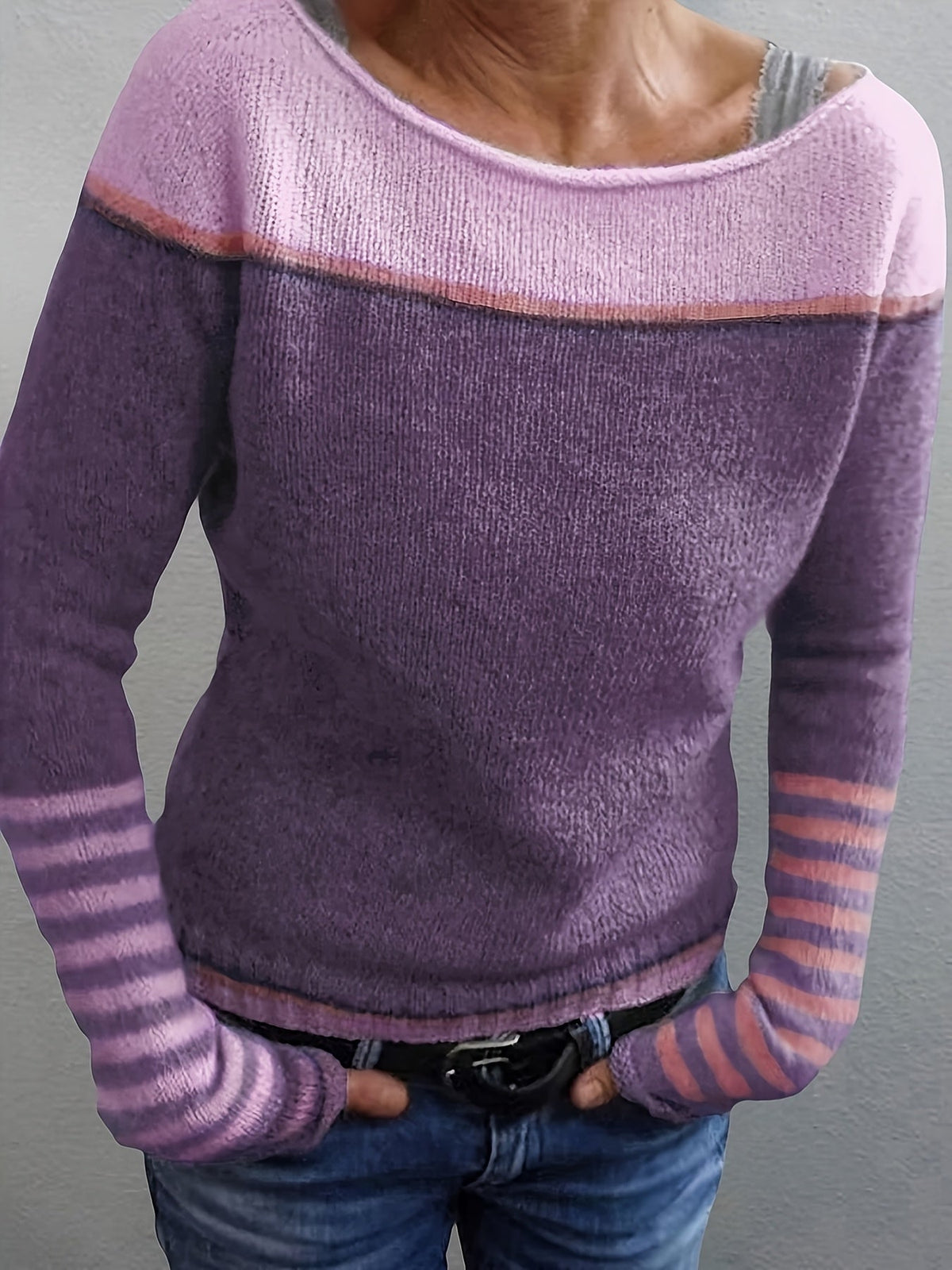P|H - Colorblock Boat Neck Sweater Pamela