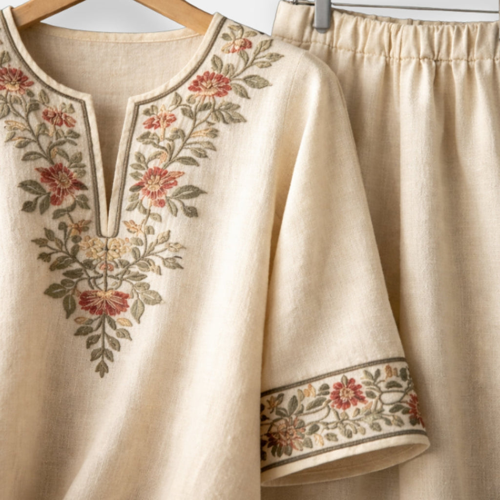 P|H - Embroidered Tunic And Pants Set Susan