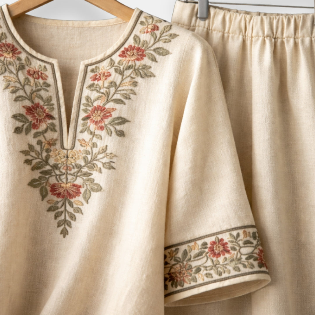 P|H - Embroidered Tunic And Pants Set Susan