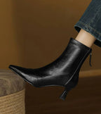 P|H - Elegant Heel Leather Ankle Boots Heather