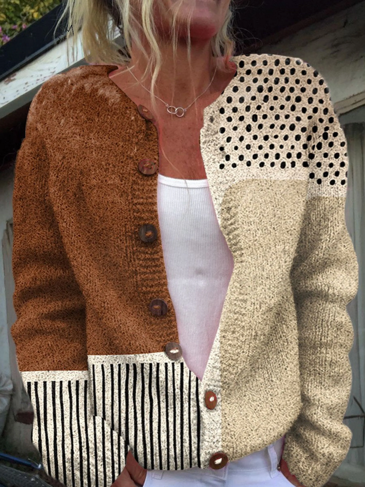 P|H - Patchwork Colorblock Knit Cardigan Barbara