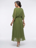 P|H - Draped Neckline Midi Dress Elysia
