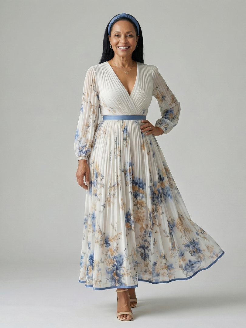 P|H - Pleated Wrap Midi Dress Victoria