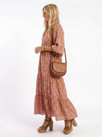 P|H - Geometric Beige Midi Dress Amara