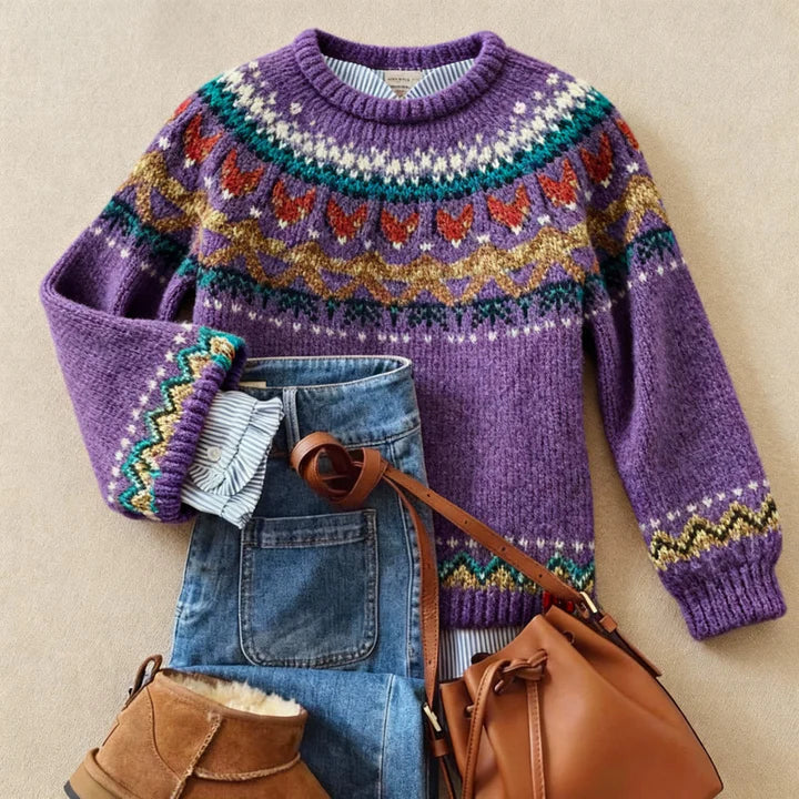 P|H - Purple Nordic Yoke Knit Sweater Eleanor
