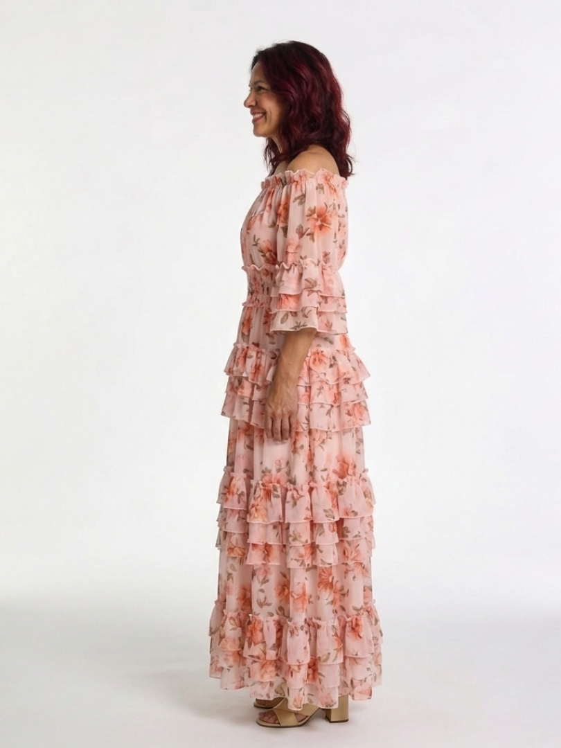 P|H - Floral Ruffle V-Neck Maxi Dress Rosalie