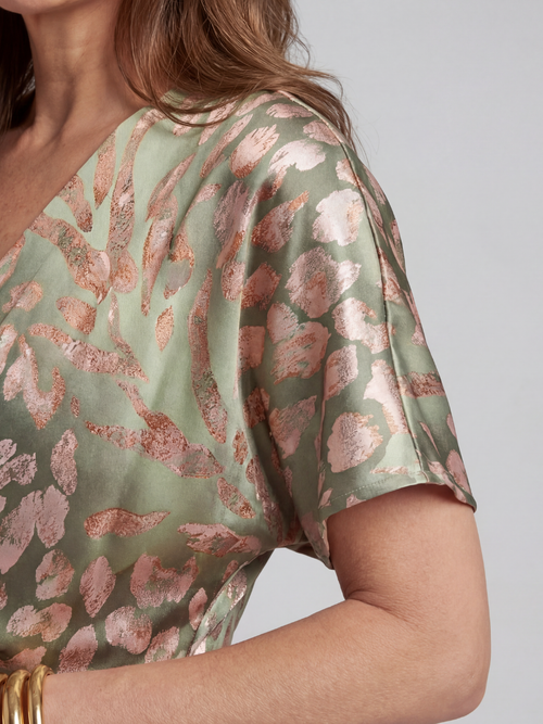 P|H - Abstract Print Twisted Midi Dress Jasmine