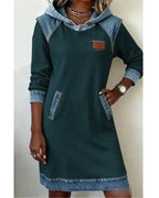 P|H - Denim Trim Hooded Dress for Women Deborah