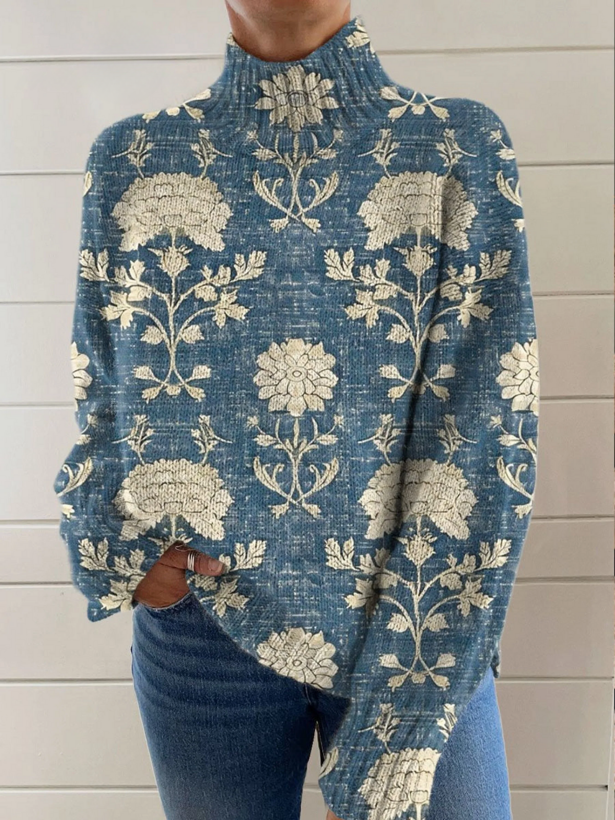 P|H - Block Print Floral Turtleneck Gloria