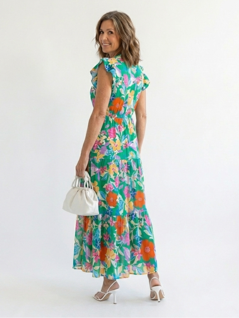 P|H - Flared Floral Midi Dress Lila