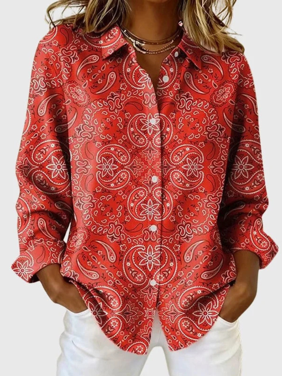 P|H - Paisley Print Button-Up Blouse for Women Pamela
