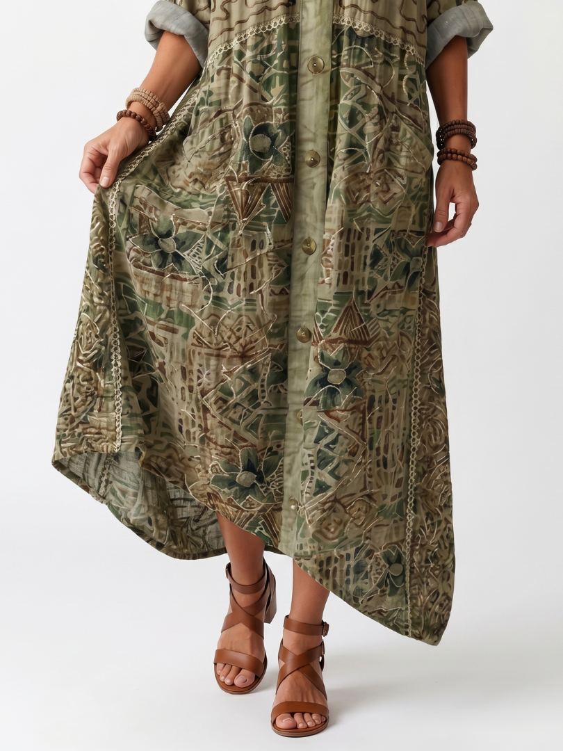 P|H - Button Front Pocket Midi Dress Kathleen