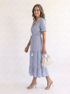 P|H - Short Sleeve Sky Blue Midi Dress Dakota