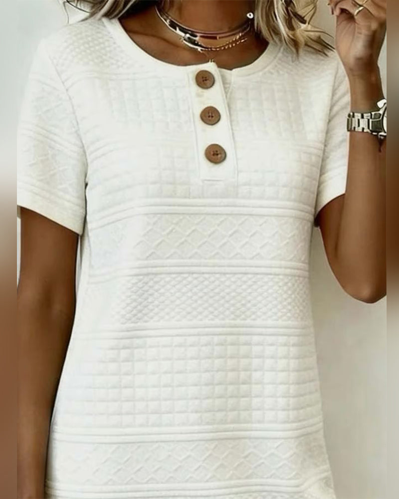 P|H - Textured Button Shift Dress for Women Grace