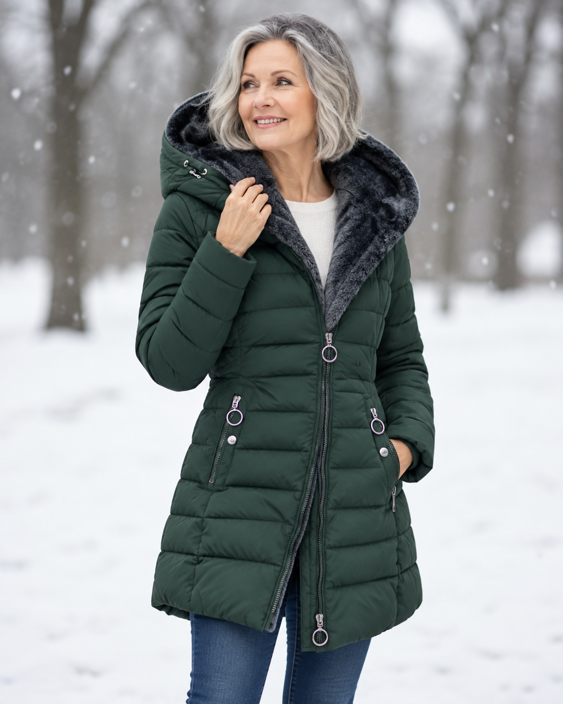 P|H - Faux Fur Hooded Puffer Coat Judith