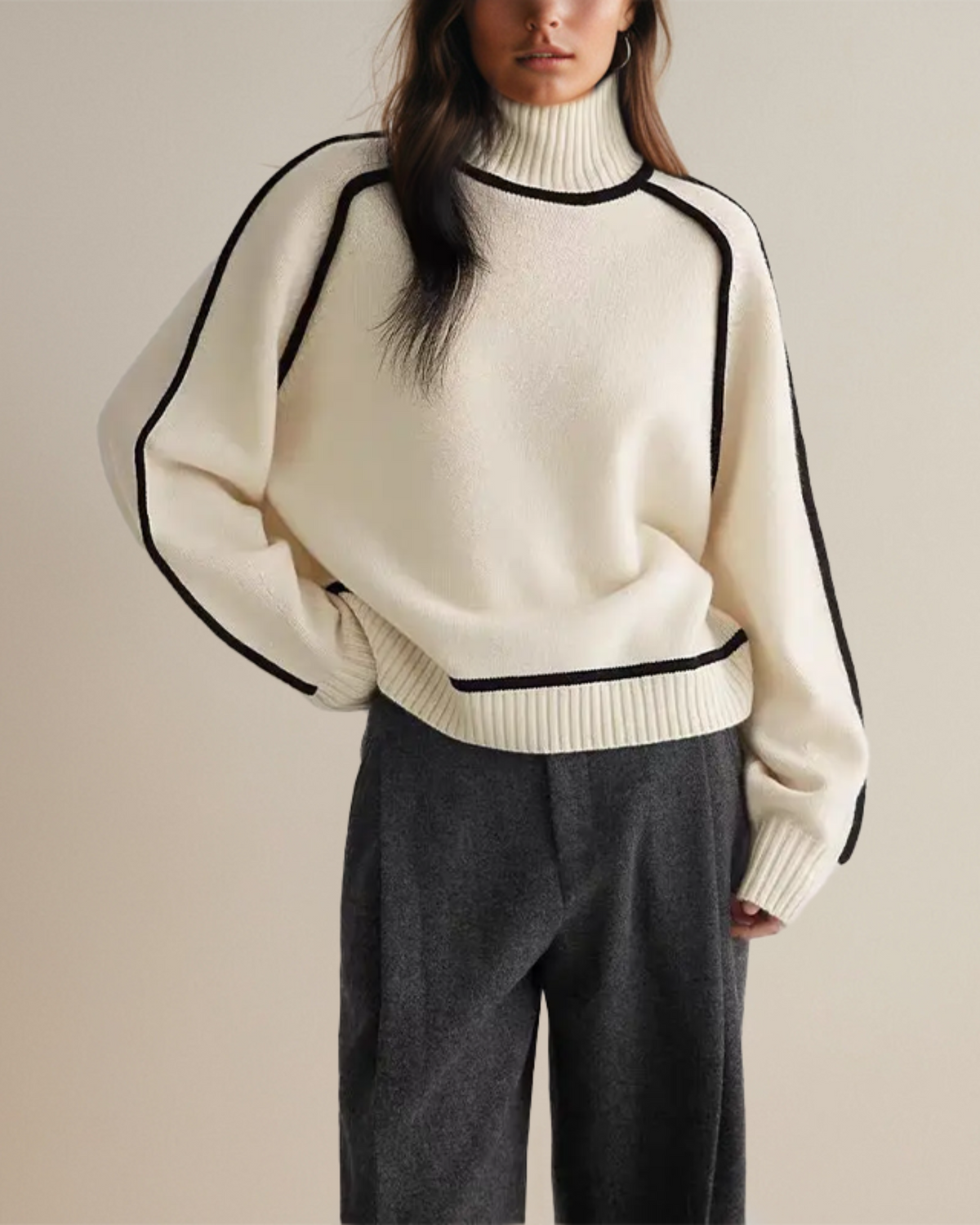 P|H - Contrast Piped Turtleneck Sweater Evelyn