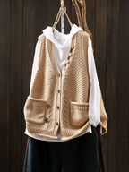 P|H - Pocketed Knit Button Vest Nancy