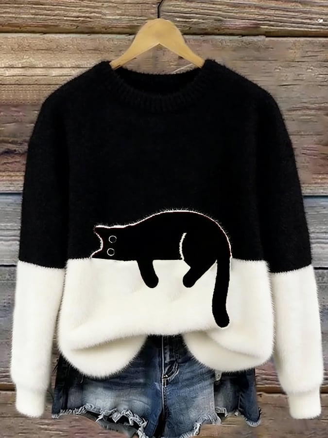 P|H - Cozy Cat Print Sweater Patricia