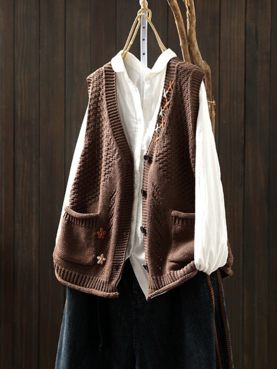 P|H - Pocketed Knit Button Vest Nancy
