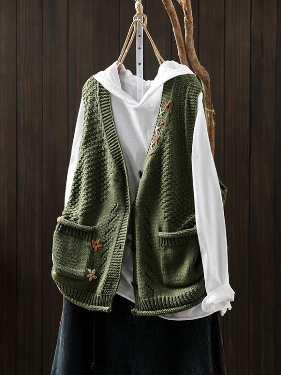 P|H - Pocketed Knit Button Vest Nancy