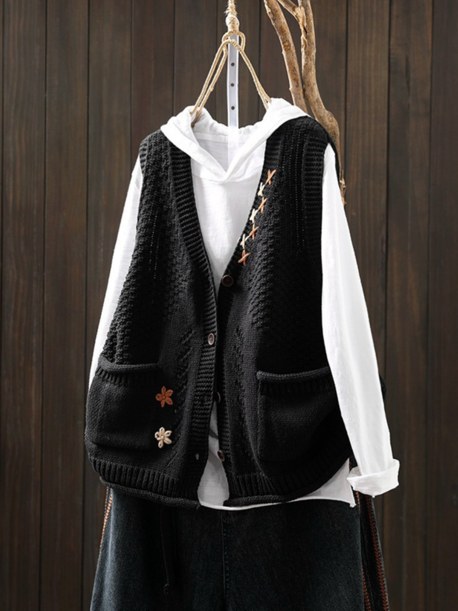 P|H - Pocketed Knit Button Vest Nancy