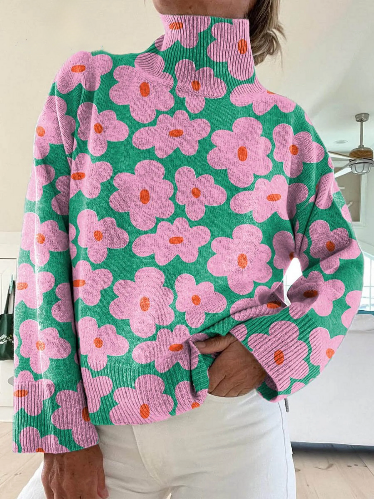 P|H - Retro Daisy Knit Turtleneck Brenda