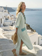 P|H - Sky Blue Striped Pocket Midi Dress Velis