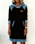 P|H - Denim Trim Hooded Dress for Women Deborah