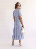 P|H - Short Sleeve Sky Blue Midi Dress Dakota
