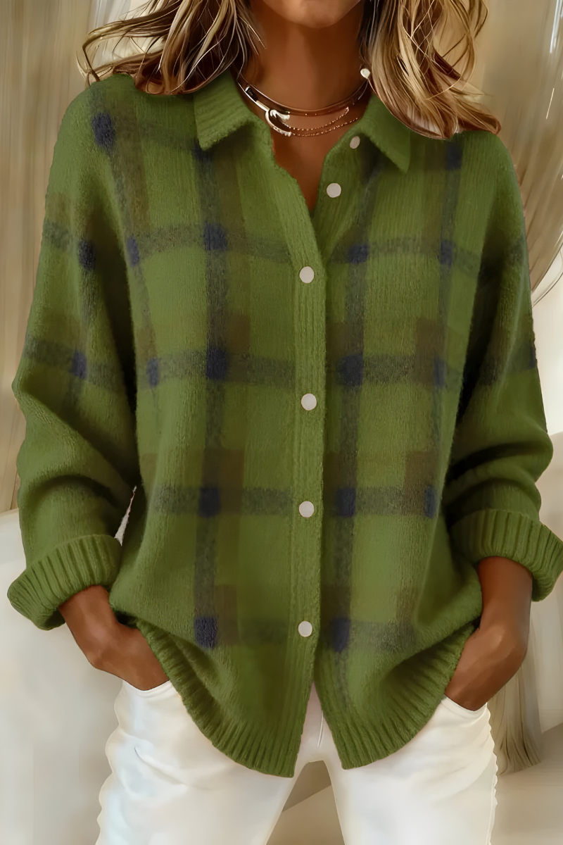 P|H - Plaid Button-Up Knit Cardigan Susan