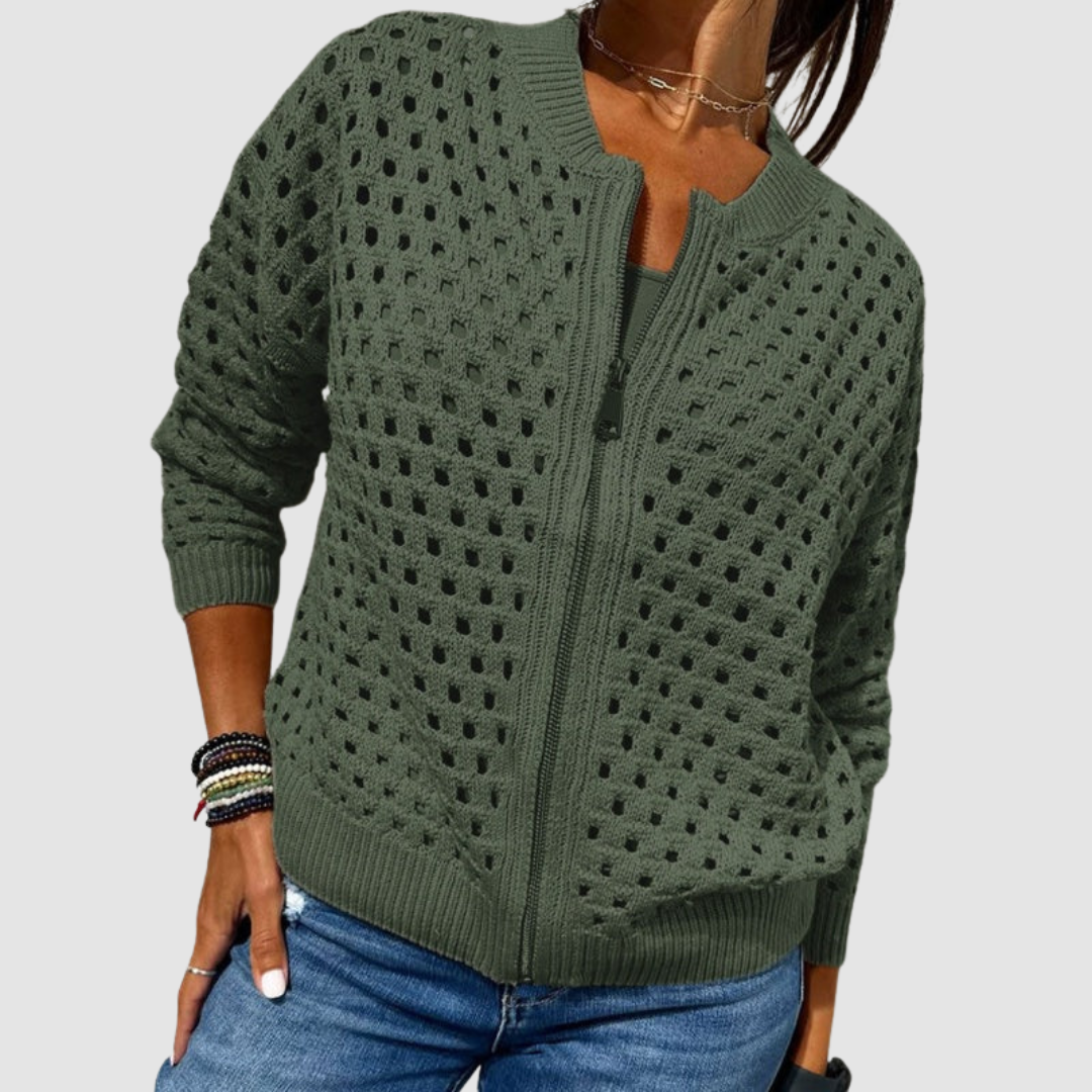 P|H - Open-Knit Zip Cardigan Nancy
