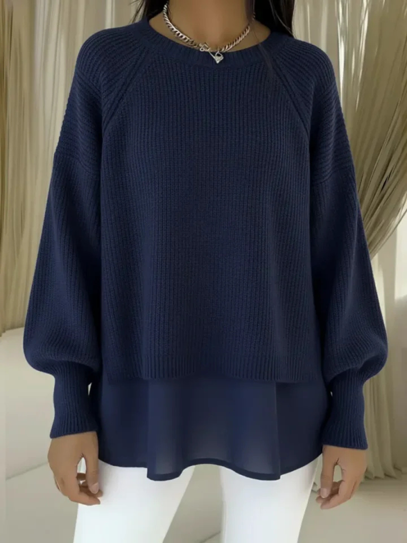 P|H - Layered Look Ribbed Knit Sweater Brenda