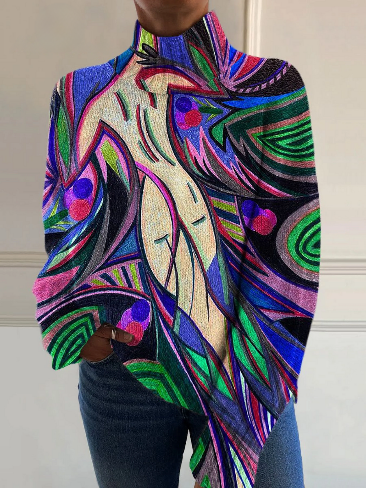 P|H - Abstract Swirl Knit Turtleneck Evelyn