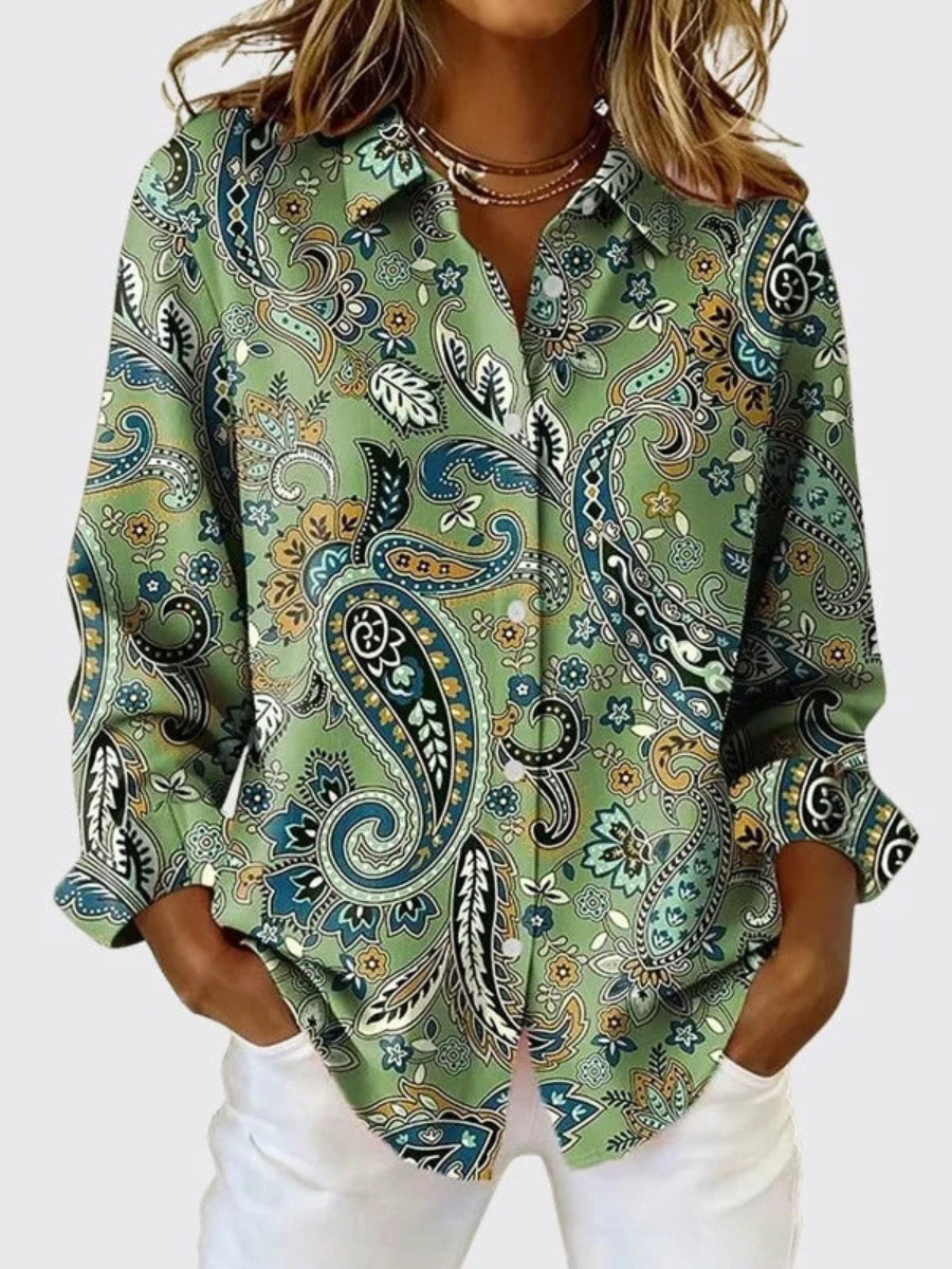 P|H - Paisley Print Button-Up Blouse for Women Pamela