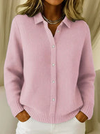 P|H - Textured Knit Button-Up Cardigan Rose