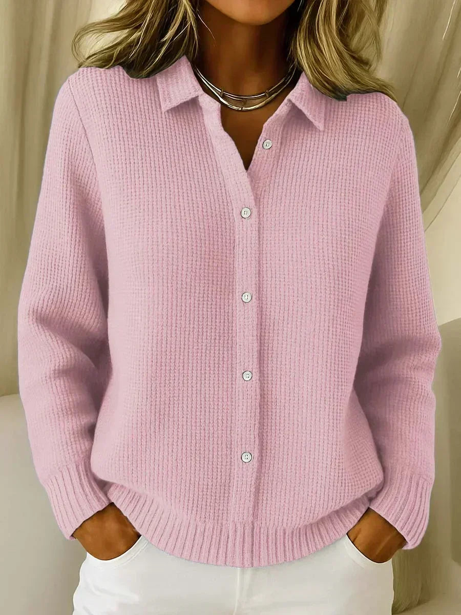 P|H - Textured Knit Button-Up Cardigan Rose