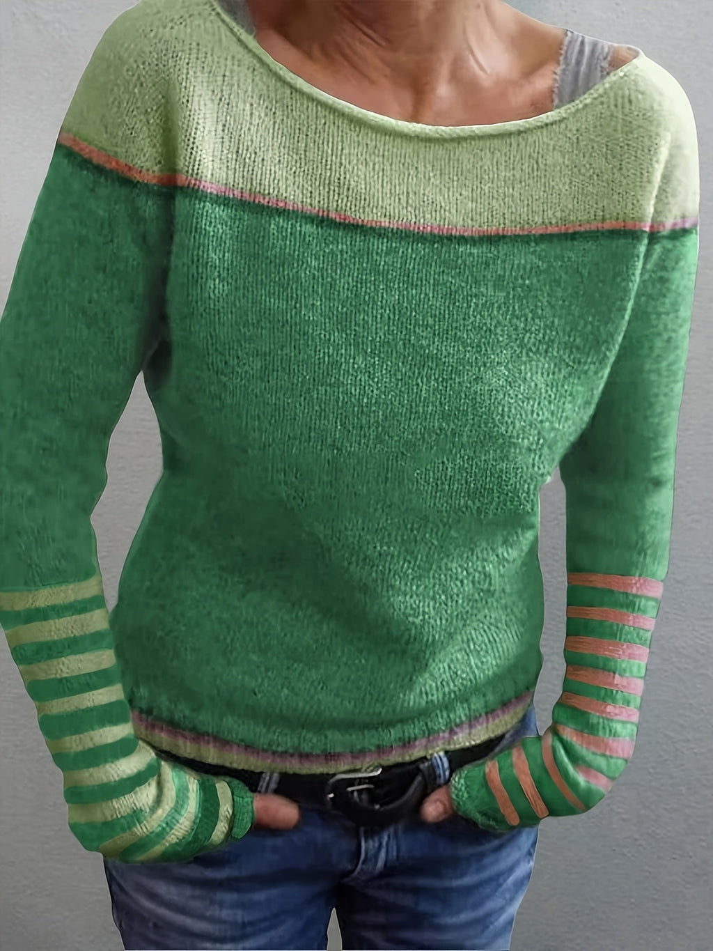 P|H - Colorblock Boat Neck Sweater Pamela