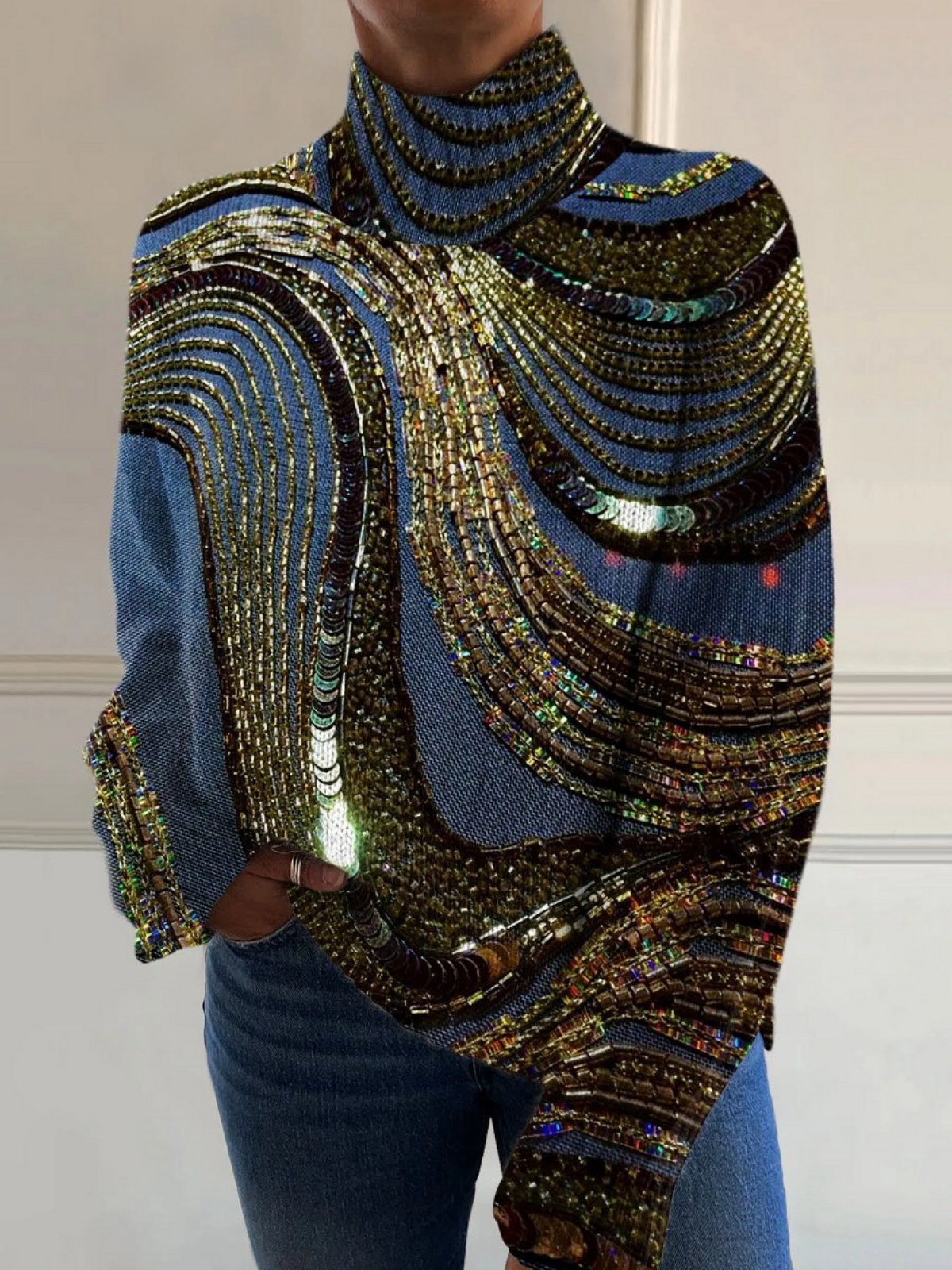 P|H - Golden Swirl Knit Turtleneck Eleanor