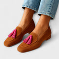 P|H - Camel Suede Tassel Loafers Barbara