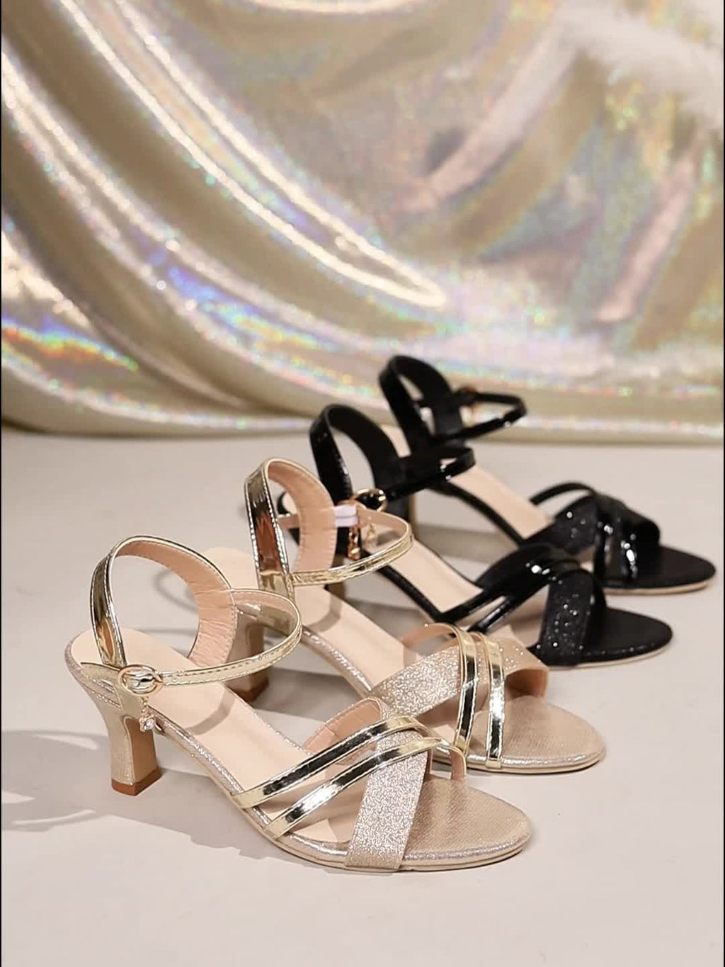 P|H - Crossover Strap Mid-Heel Sandals Margaret