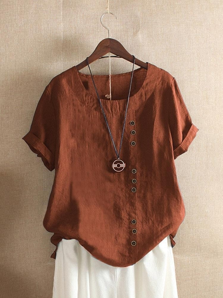 P|H - Breezy Button-Front Blouse Bianca