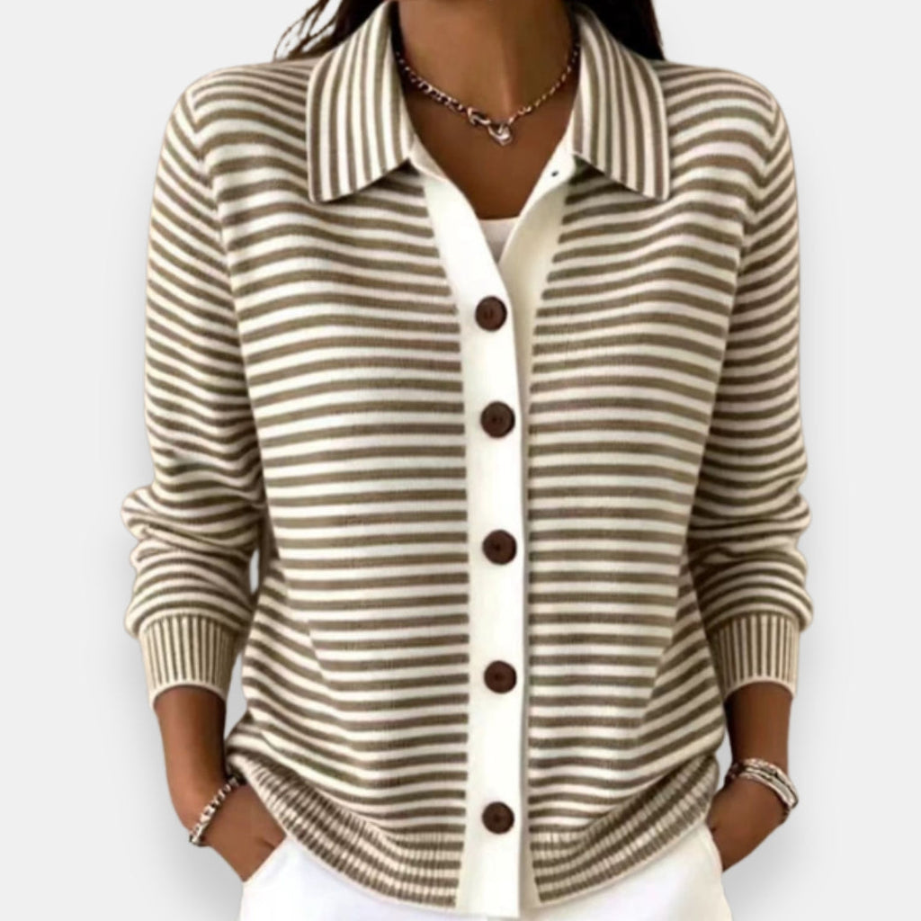 P|H - Fine Stripe Collared Cardigan Joyce