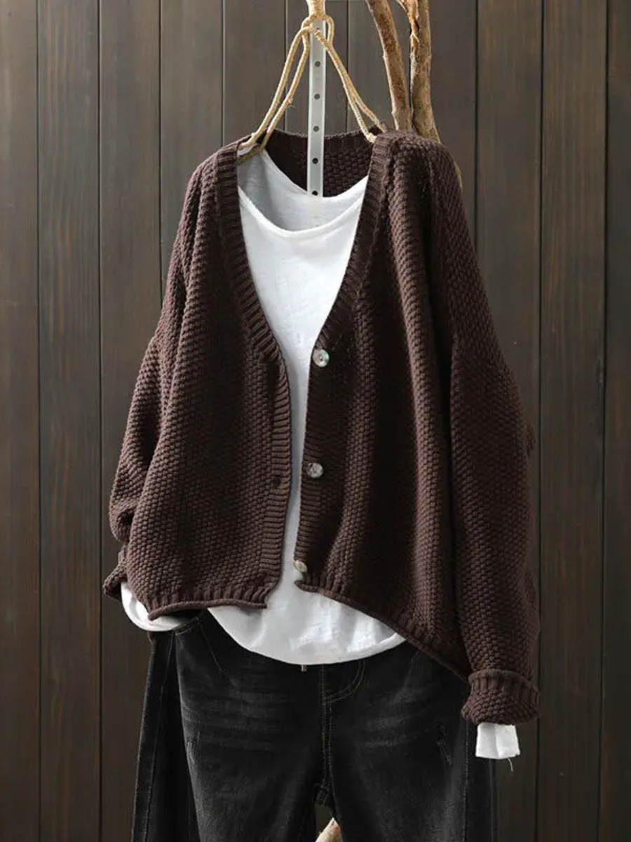 P|H - Chunky V-Neck Knit Cardigan Helen