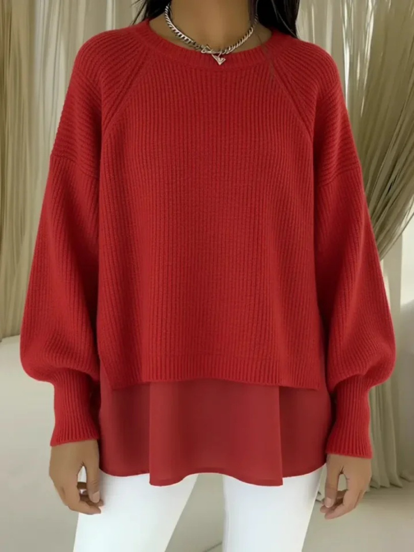 P|H - Layered Look Ribbed Knit Sweater Brenda