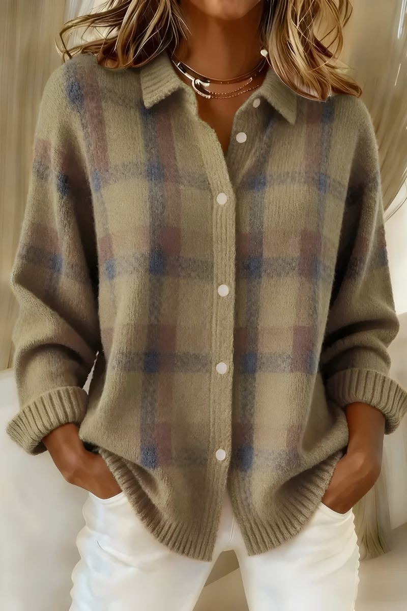 P|H - Plaid Button-Up Knit Cardigan Susan
