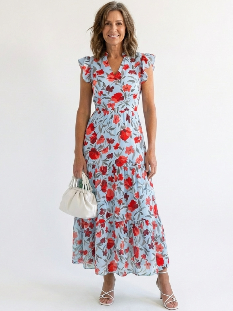 P|H - Flared Floral Midi Dress Lila