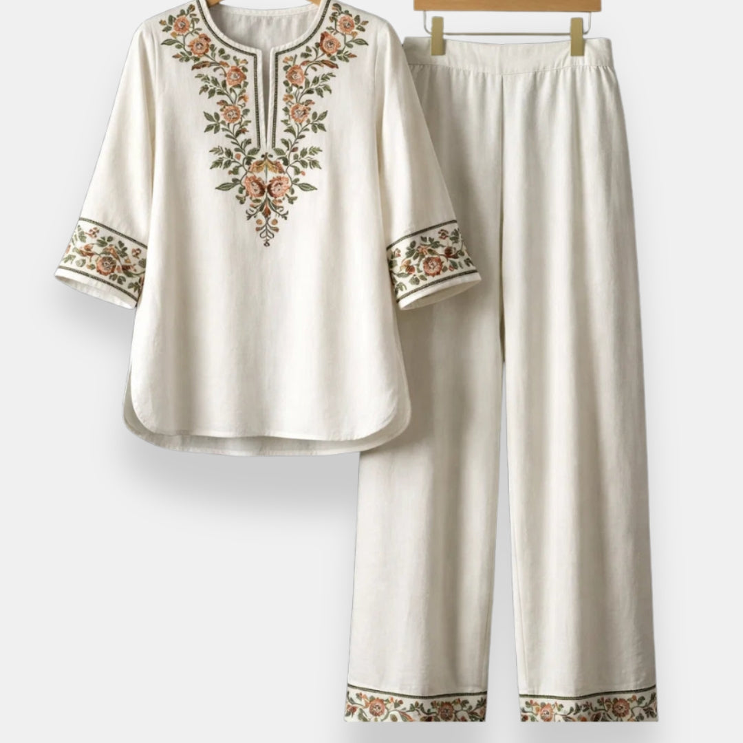 P|H - Embroidered Tunic And Pants Set Susan
