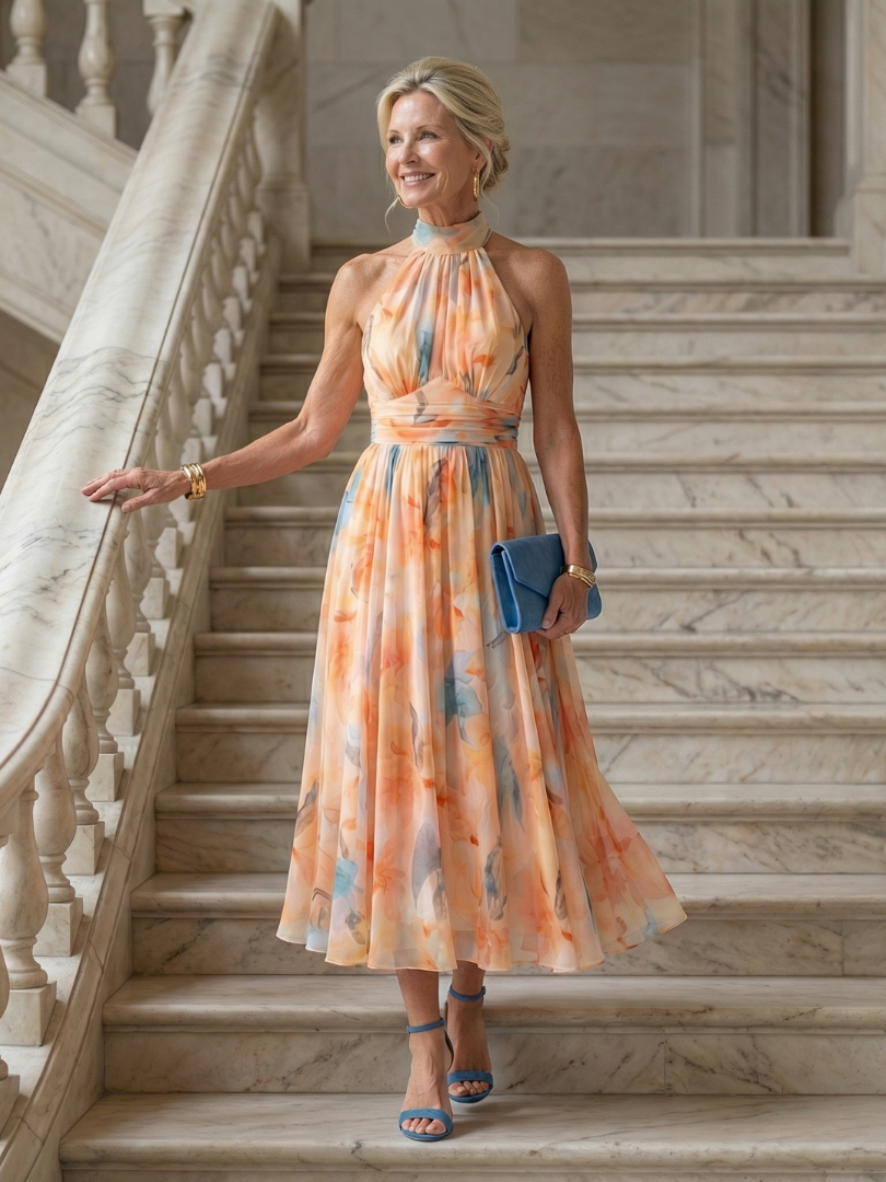 P|H - Soft Halter Midi Dress Sophia